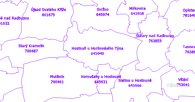 Katastrální mapa Hostouň u Horšovského Týna - přehledová mapa katastrálního území