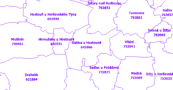 Katastrální mapa Slatina u Hostouně