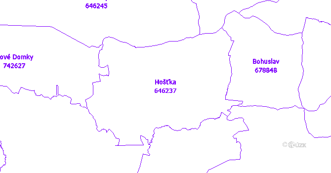 Katastrální mapa Hošťka - přehledová mapa katastrálního území