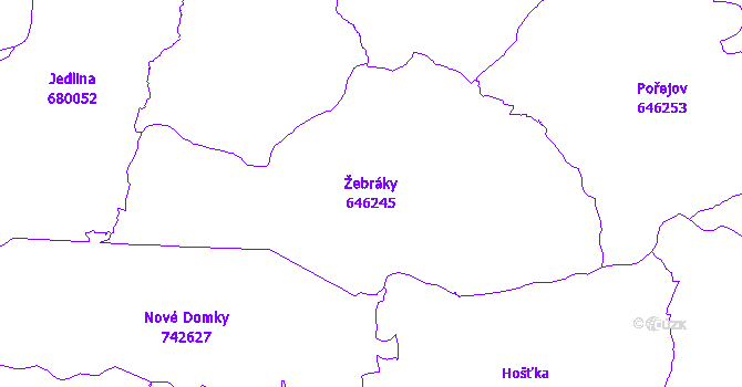 Katastrální mapa Žebráky