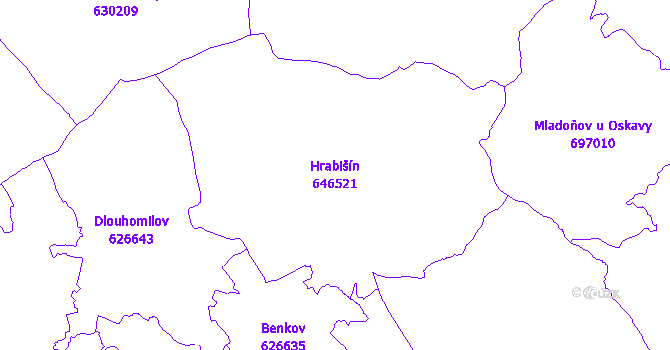 Katastrální mapa Hrabišín