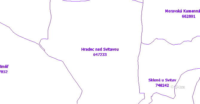 Katastrální mapa Hradec nad Svitavou - přehledová mapa katastrálního území