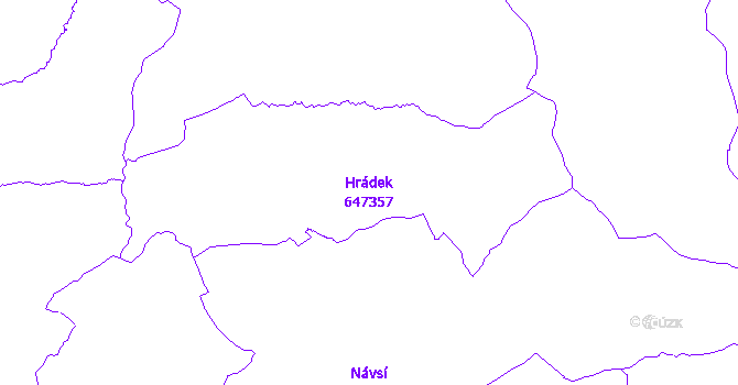 Katastrální mapa Hrádek - přehledová mapa katastrálního území