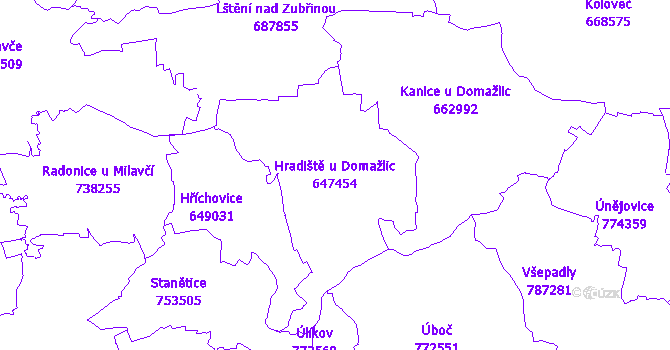 Katastrální mapa Hradiště u Domažlic