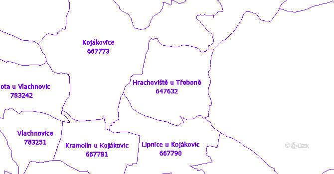 Katastrální mapa Hrachoviště u Třeboně - přehledová mapa katastrálního území