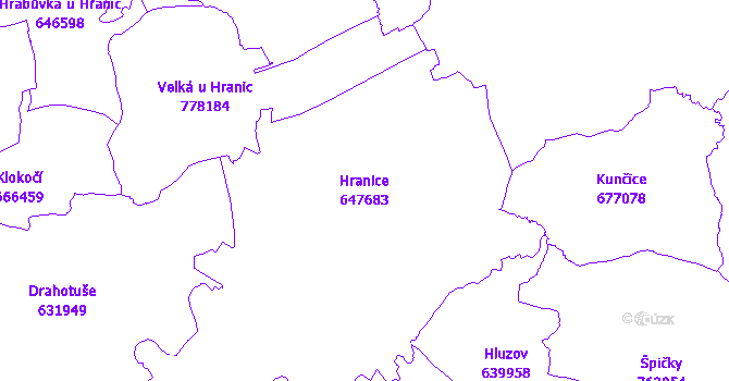 Katastrální mapa Hranice