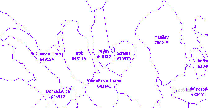 Katastrální mapa Mlýny - přehledová mapa katastrálního území