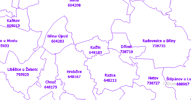 Katastrální mapa Kučlín