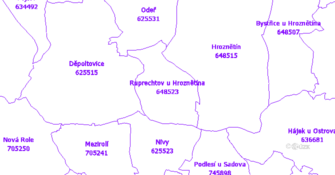 Katastrální mapa Ruprechtov u Hroznětína - přehledová mapa katastrálního území