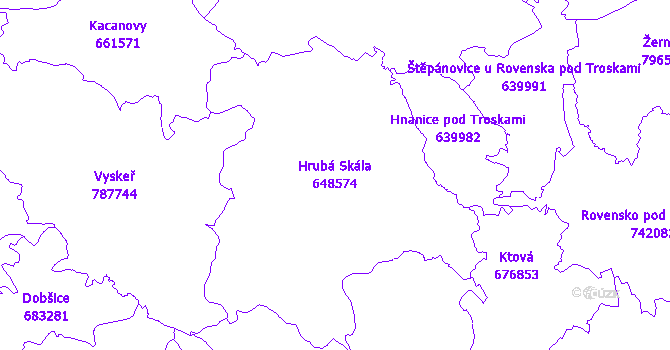 Katastrální mapa Hrubá Skála - přehledová mapa katastrálního území