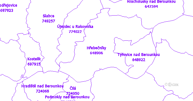 Katastrální mapa Hřebečníky - přehledová mapa katastrálního území