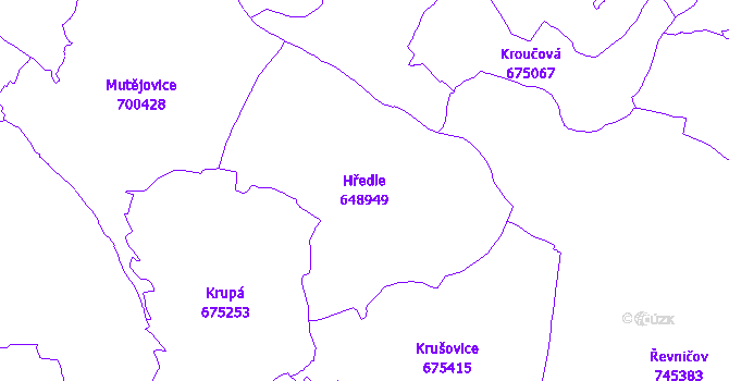 Katastrální mapa Hředle