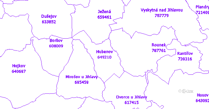 Katastrální mapa Hubenov - přehledová mapa katastrálního území