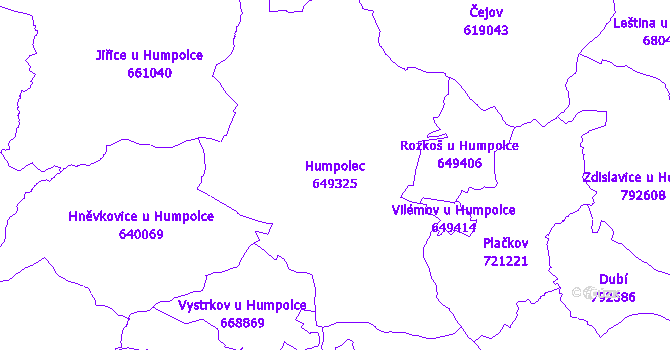 Katastrální mapa Humpolec - přehledová mapa katastrálního území