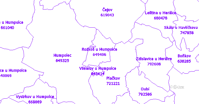 Katastrální mapa Rozkoš u Humpolce - přehledová mapa katastrálního území
