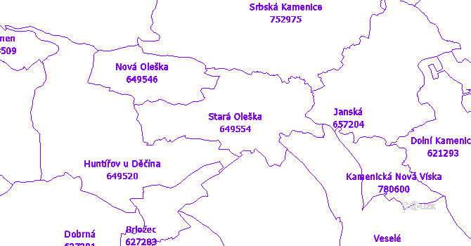 Katastrální mapa Stará Oleška - přehledová mapa katastrálního území