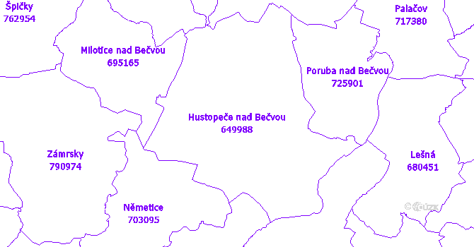 Katastrální mapa Hustopeče nad Bečvou