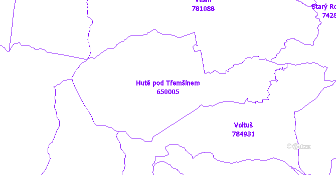 Katastrální mapa Hutě pod Třemšínem