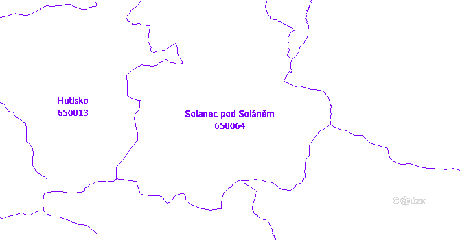 Katastrální mapa Solanec pod Soláněm - přehledová mapa katastrálního území