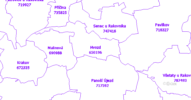 Katastrální mapa Hvozd - přehledová mapa katastrálního území