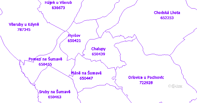 Katastrální mapa Chalupy - přehledová mapa katastrálního území