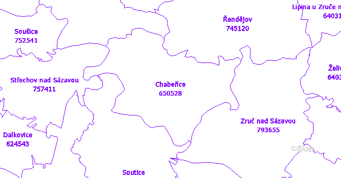 Katastrální mapa Chabeřice