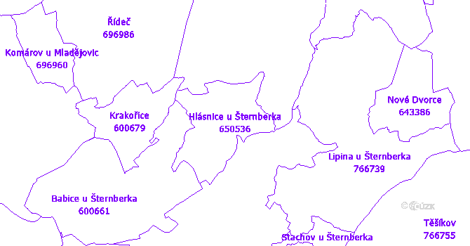 Katastrální mapa Hlásnice u Šternberka