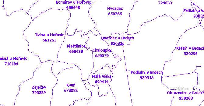 Katastrální mapa Chaloupky