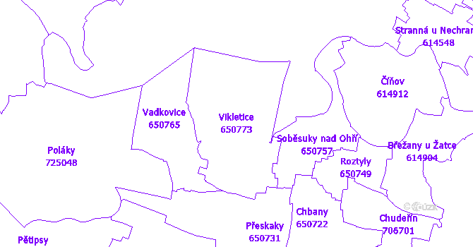 Katastrální mapa Vikletice - přehledová mapa katastrálního území