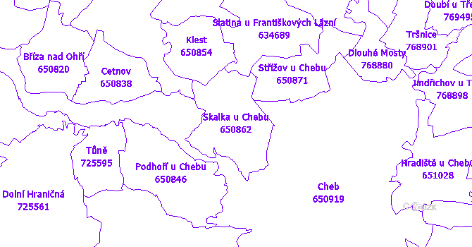 Katastrální mapa Skalka u Chebu - přehledová mapa katastrálního území