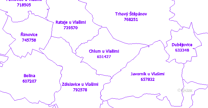 Katastrální mapa Chlum u Vlašimi - přehledová mapa katastrálního území