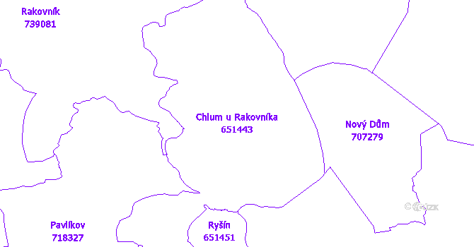 Katastrální mapa Chlum u Rakovníka - přehledová mapa katastrálního území