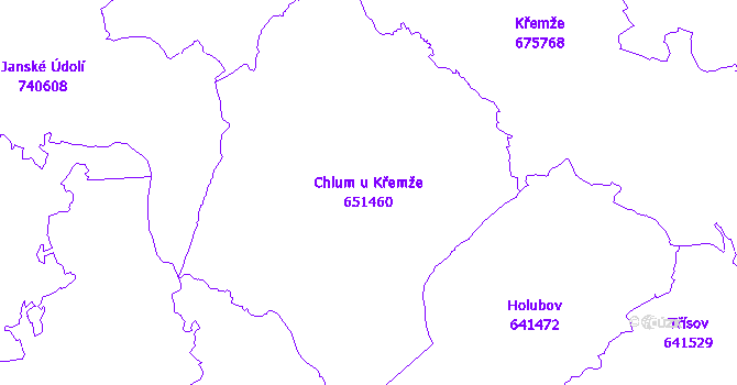 Katastrální mapa Chlum u Křemže - přehledová mapa katastrálního území