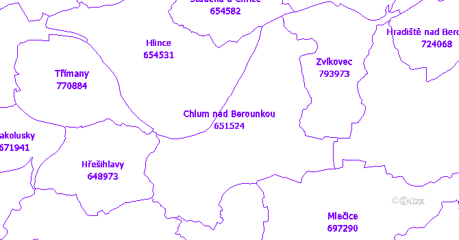 Katastrální mapa Chlum nad Berounkou - přehledová mapa katastrálního území