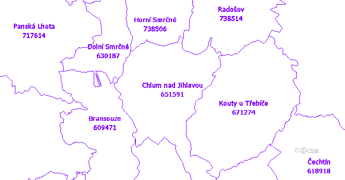 Katastrální mapa Chlum nad Jihlavou - přehledová mapa katastrálního území