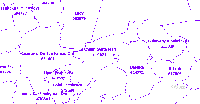 Katastrální mapa Chlum Svaté Maří - přehledová mapa katastrálního území