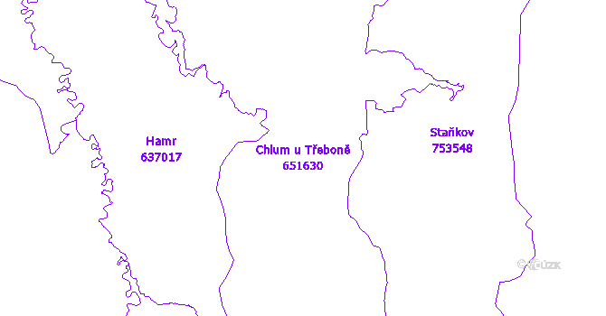Katastrální mapa Chlum u Třeboně - přehledová mapa katastrálního území