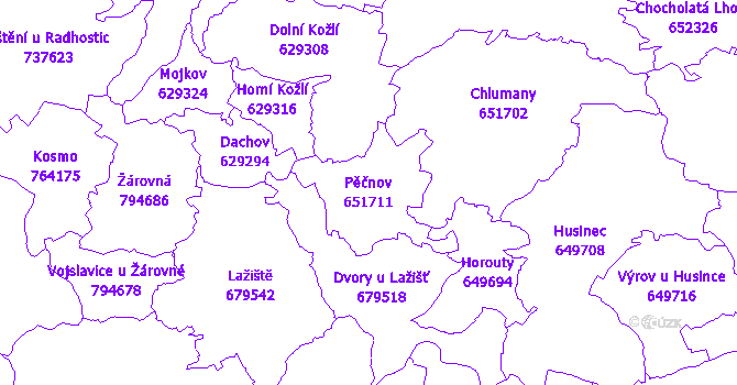 Katastrální mapa Pěčnov - přehledová mapa katastrálního území