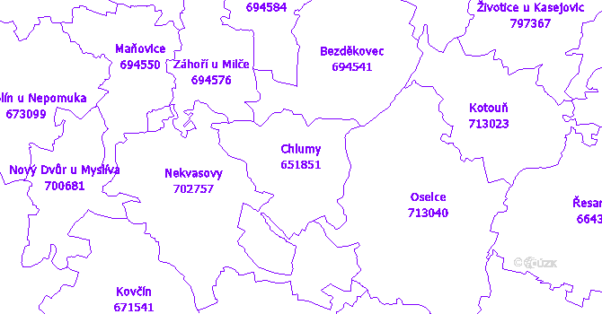 Katastrální mapa Chlumy
