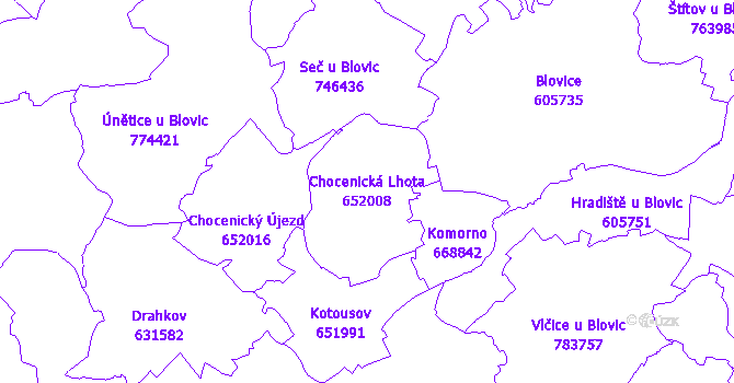 Katastrální mapa Chocenická Lhota
