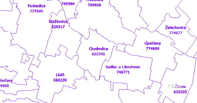 Katastrální mapa Chodovlice - přehledová mapa katastrálního území