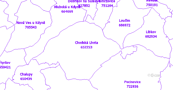 Katastrální mapa Chodská Lhota - přehledová mapa katastrálního území