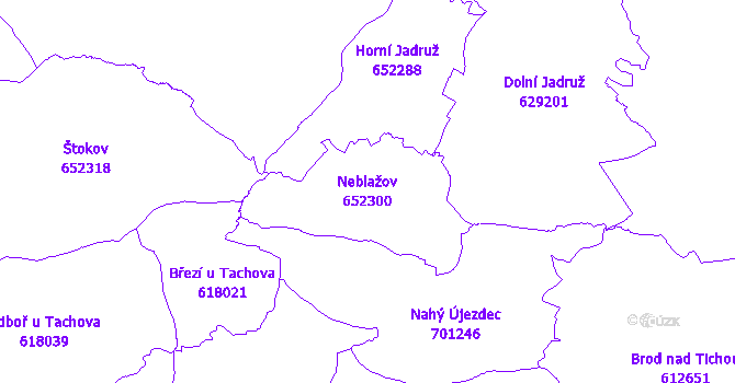 Katastrální mapa Neblažov - přehledová mapa katastrálního území