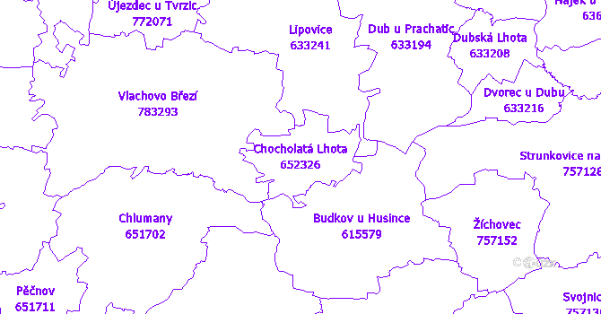 Katastrální mapa Chocholatá Lhota - přehledová mapa katastrálního území