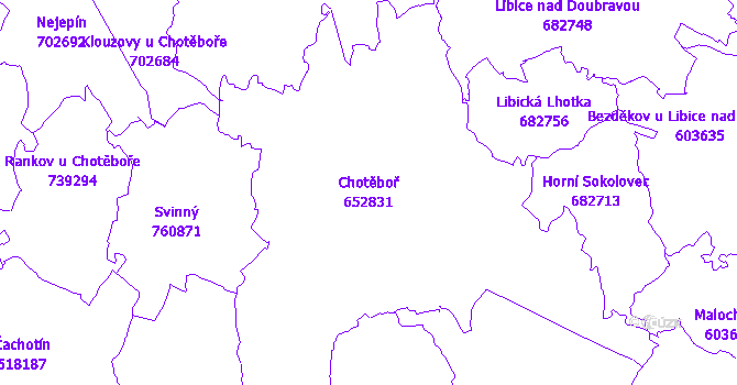 Katastrální mapa Chotěboř - přehledová mapa katastrálního území