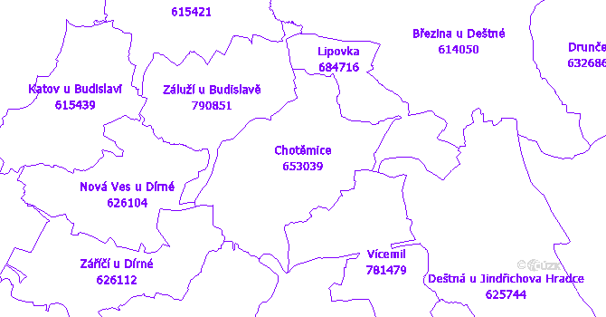 Katastrální mapa Chotěmice