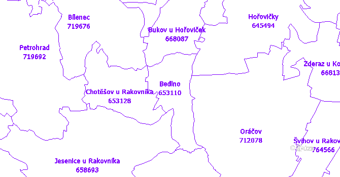 Katastrální mapa Bedlno - přehledová mapa katastrálního území