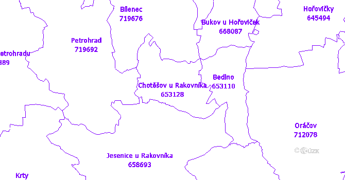 Katastrální mapa Chotěšov u Rakovníka - přehledová mapa katastrálního území