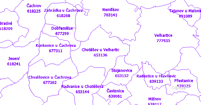 Katastrální mapa Chotěšov u Velhartic - přehledová mapa katastrálního území