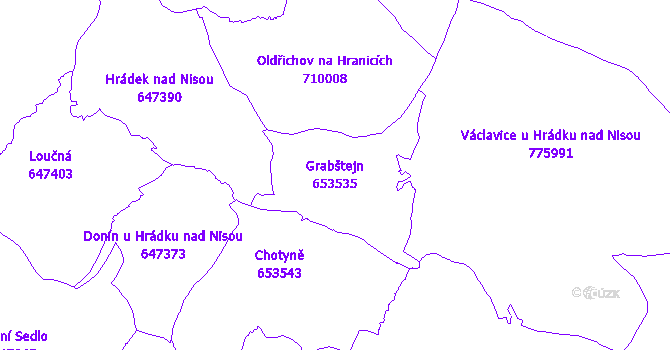 Katastrální mapa Grabštejn - přehledová mapa katastrálního území